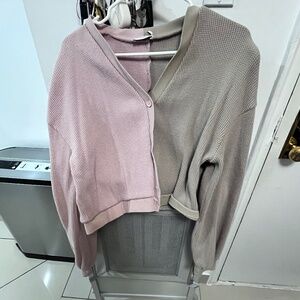 Color Block Waffle Knit Cardigan